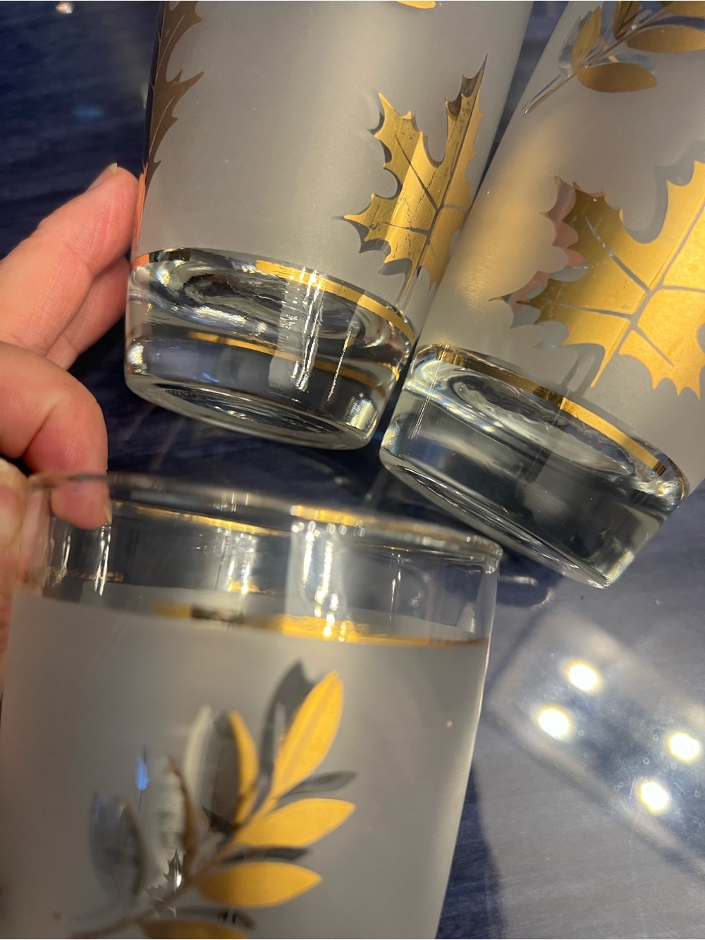 6 Vintage Golden Foliage Tumblers By Libby-10 oz - Picture 5 of 8